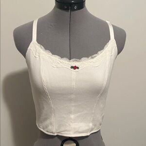 Colsie White Tank with Lace Detail